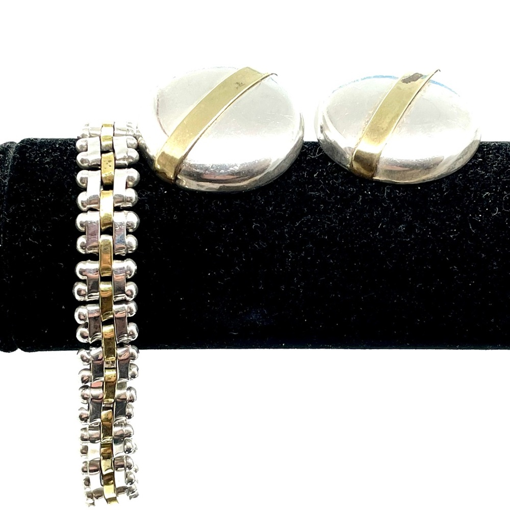 Vintage Sterling Taxco Laton Bracelet & Earrings